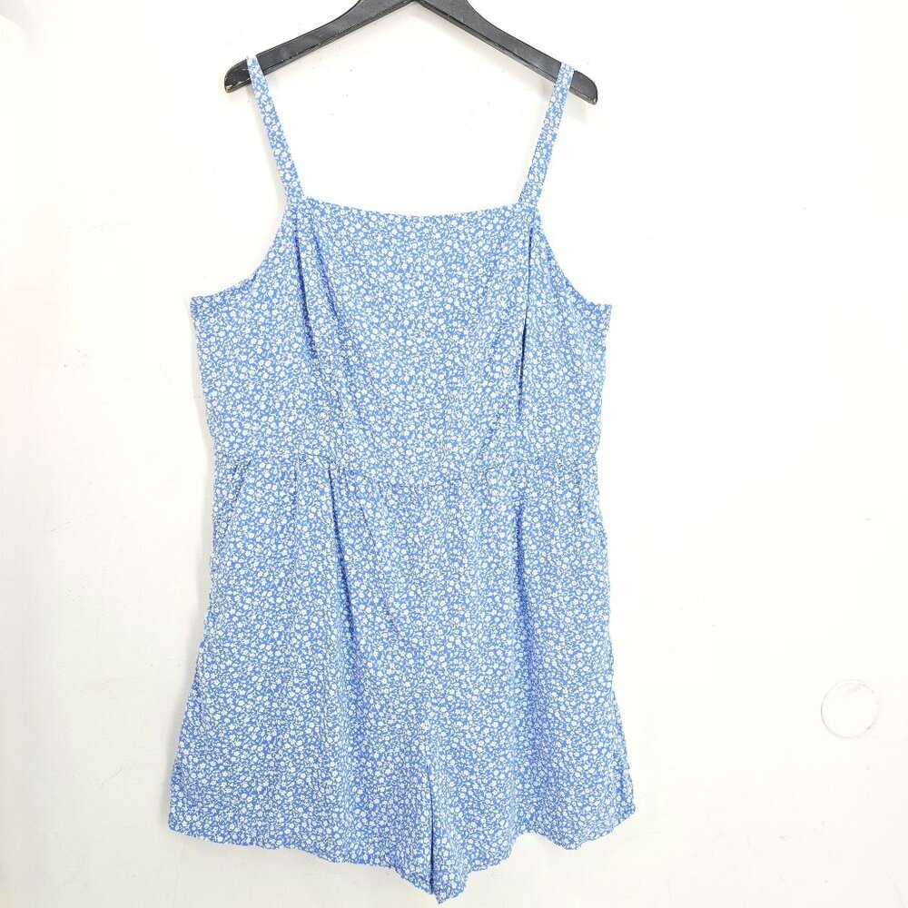 OLd Navy BLue White Ditsy Floral Sweet Girl Smocked Romper Women XXL